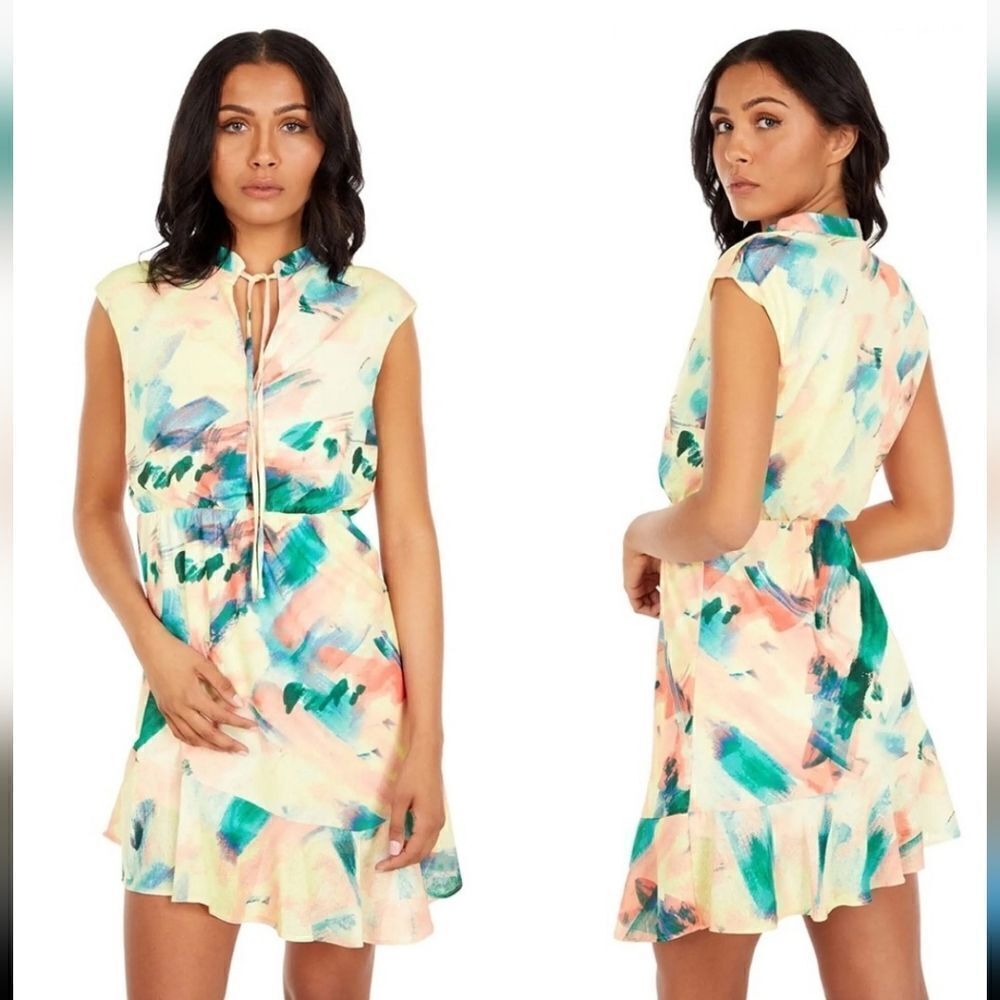 LAUNDRY BY SHELLI SEGAL tie Dye Dress asymmetrical sz 4